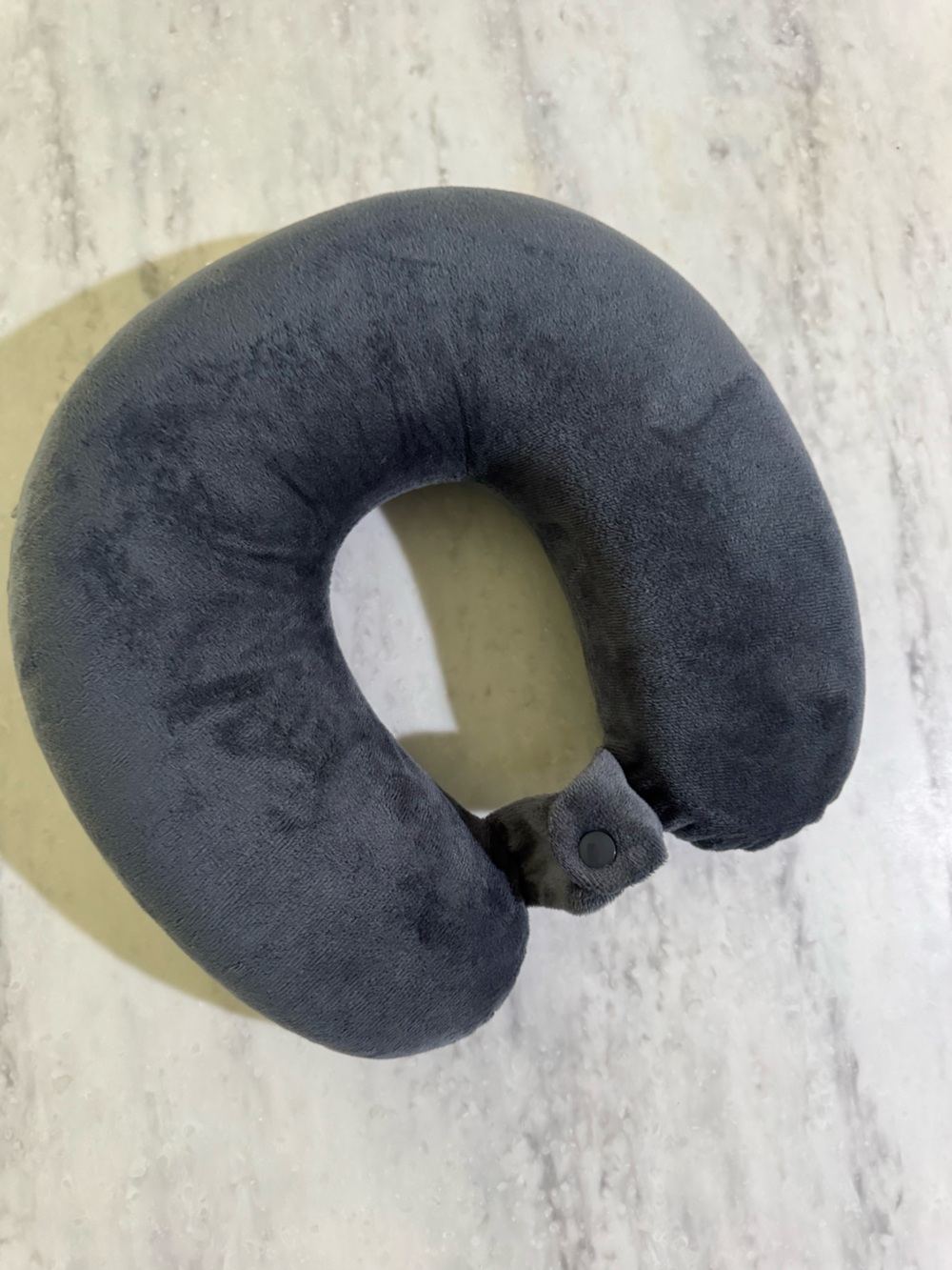 Like New Plush Memory Foam Travel Neck Pillow in Charcoal Gray